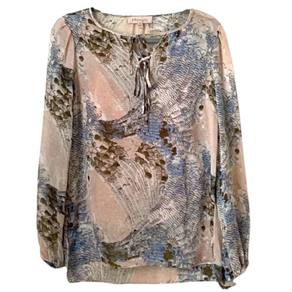 NEW Philosophy Long Sleeve Overlay Blouse Top w/ Camisole Sz. S